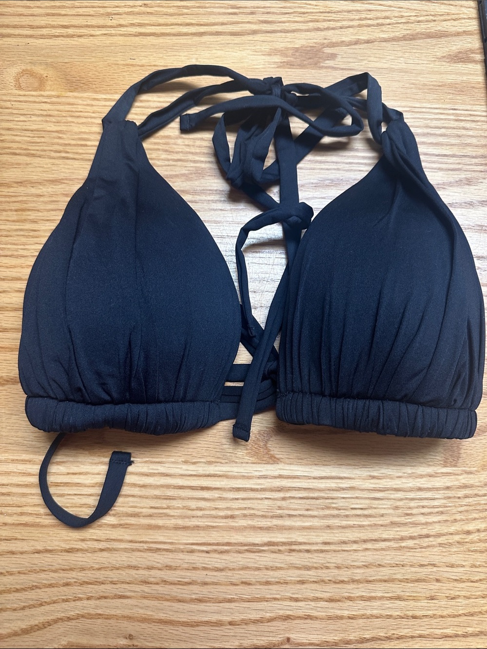 La Blanca Black Halter Bandeau Bikini Top